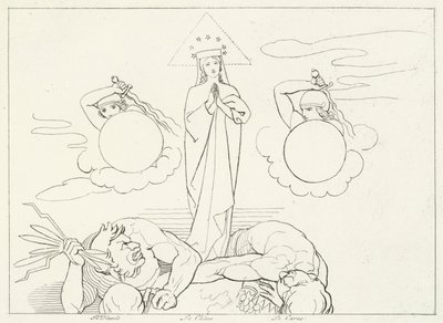 Kilise Militanı, Cennet, Canto 25 (gravür) by John (after) Flaxman