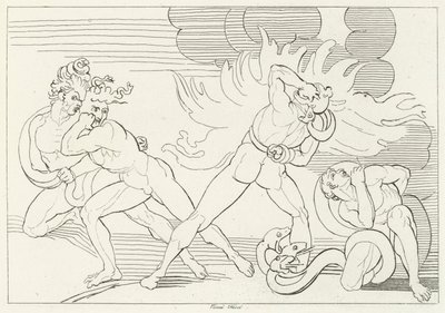 Ateşli Yılanlar, Cehennem, Canto 24 (gravür) by John (after) Flaxman