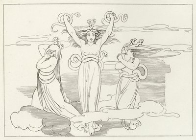 Furies, Cehennem, Canto 9 (gravür) by John (after) Flaxman