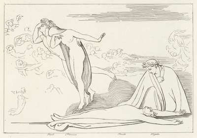 Aşıklar Cezalandırıldı, Cehennem, Canto 5 (gravür) by John (after) Flaxman