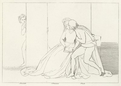Aşıklar Şaşırdı, Cehennem, Canto 5 (gravür) by John (after) Flaxman