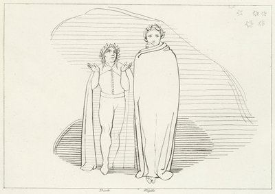 The Reascent, Inferno, Canto 34 (gravür) by John (after) Flaxman