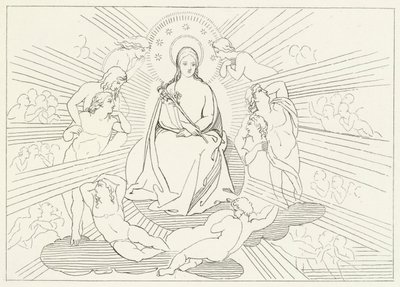Meryem Ana, Cennet, Canto 31 (gravür) by John (after) Flaxman