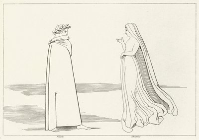 Virgil ve Beatrice Toplantısı, Cehennem, Canto 2 (gravür) by John (after) Flaxman