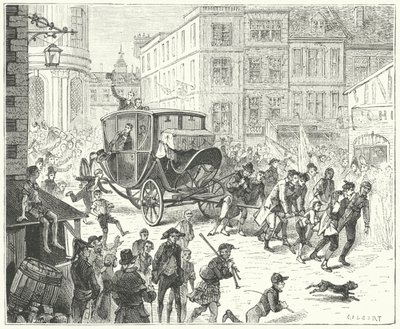 Fransız diplomat Jacques Lauriston, Amiens Barışı'nın onaylanmasını iletmek üzere Londra'da by John (after) Gilbert