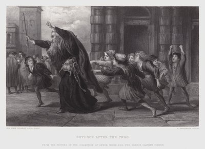 Yargılamadan sonra Shylock (gravür) by John (after) Gilbert