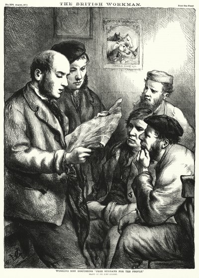 İşçiler "Halka Ücretsiz Pazar Günleri"ni tartışıyor (gravür) by John (after) Gilbert
