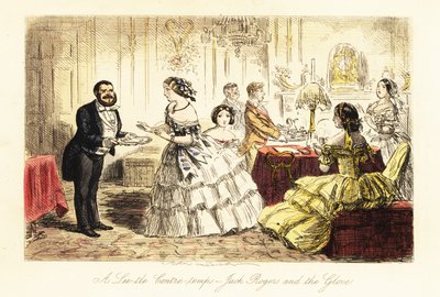 Viktorya dönemine ait bir salonda ikindi çayı by John (after) Leech