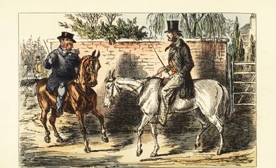 İngiliz beyefendi, körfez atlı bir adam tarafından reddedilen eski bir dırdırcı by John (after) Leech