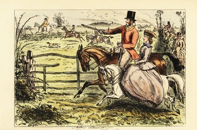 Bir tilki avında yan eyer sürme İngiliz bayan by John (after) Leech