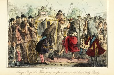 İngiltere Kralı I. George, ölüm gecesinde Osnabrück'e giden kraliyet arabasına binerken, 22 Haziran 1727 by John (after) Leech