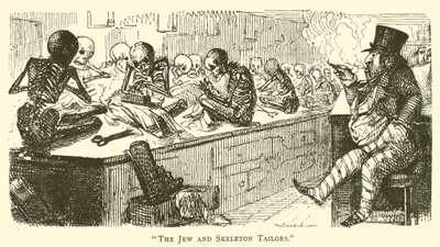 Yahudi ve iskelet terziler (gravür) by John (after) Leech