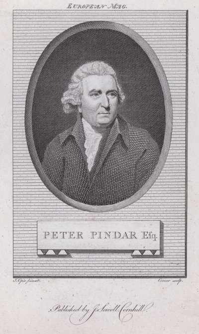 John Wolcot, Peter Pindar mahlası altında yazan İngiliz doktor ve hicivci (gravür) by John (after) Opie
