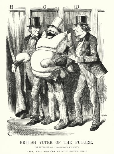 Yumruk karikatürü: Geleceğin İngiliz Seçmeni (gravür) by John (after) Tenniel