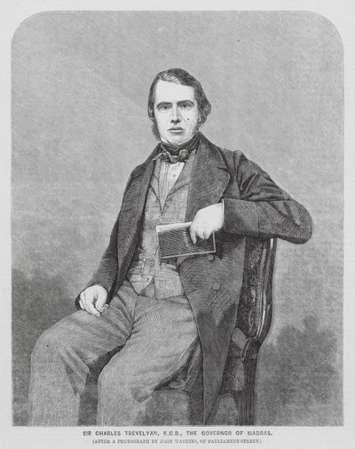 Sir Charles Trevelyan, İngiliz sömürge yöneticisi (gravür) by John (after) Watkins