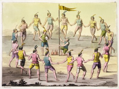 Şili Kızılderilileri Tören Dansı Yapıyor (gravür) by John (after) White