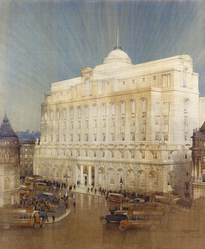 Midland Bank, Poultry, Londra Genel Merkezi için mimari tasarım by John A. and Saunders, Charles Gotch