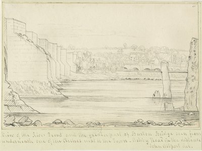 Burton-upon-Trent Köprüsü ve Kasabası: karakalem, nd [c 1817] (çizim) by John Allport