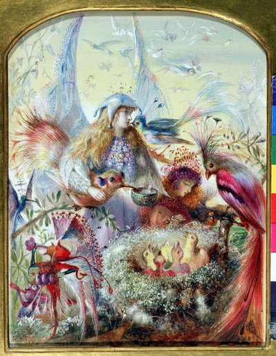 Periler ve Kuş Yuvası (kağıt üzerinde gövde rengi ve arap zamkı ile klozet) by John Anster Fitzgerald