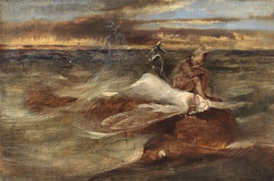 Peri ve Deniz Yılanı (panel üzerine tuval üzerine yağlı boya serildi) by John Anster Fitzgerald