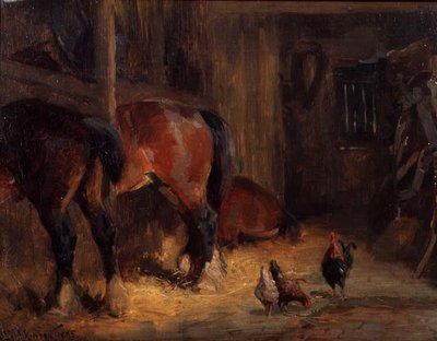 Atlar ve Tavuklar ile İstikrarlı Bir İç Mekan by John Atkinson