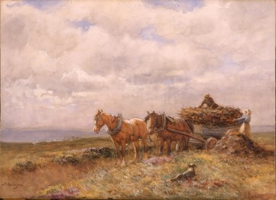 Carting Turf çizimi (kağıt üzerinde beyaz ile yükseltilmiş sulu boya) by John Atkinson