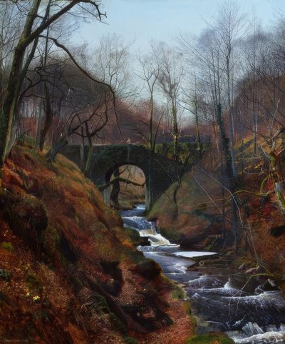 Barden, Ghyll Beck / Gemälde, 1867, v. J.A.Grimshaw by John Atkinson Grimshaw