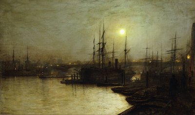 Gece Çalışması, Billingsgate İskelesi, by John Atkinson Grimshaw