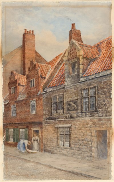 The Dolphin House, Low Friar Street, Newcastle upon Tyne (gövde rengi, kalem ve kağıt üzerinde tuvalet) by John Atlantic Stephenson