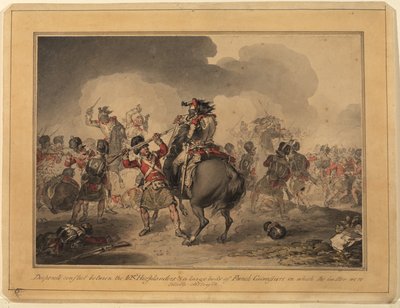 42. Highlanders, Waterloo, 1815 (kağıt üzerinde kalem ve mürekkep wc) by John Augustus Atkinson