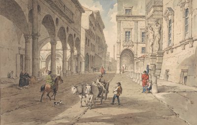 Bologna, Strada Maggiore'de Görünüm by John Augustus Atkinson