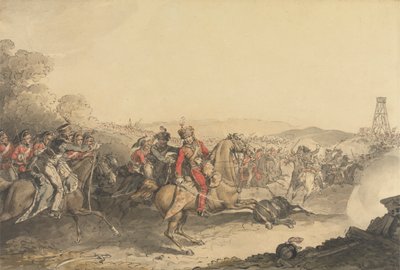 Anglesea Markisi, Waterloo Muharebesi'nin Kapanışında Ağır Süvari Taarruzuna Önderlik Ederken Yaralandı by John Augustus Atkinson