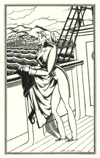 Don Juan için Lord Byron tarafından yapılan illüstrasyon: "Elveda, Adieu! Benim yerli kıyım" (lito) by John Austen
