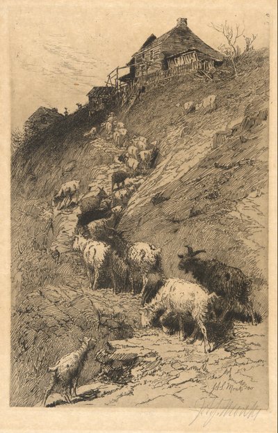 Keçilerle İsimsiz Manzara by John Austin Sands Monks