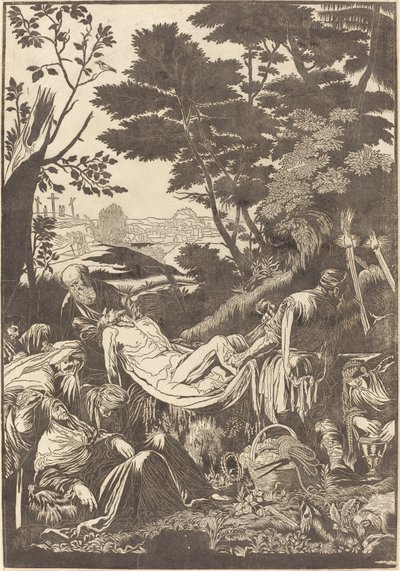 Entombment [rekto] by John Baptist Jackson after Jacopo Bassano