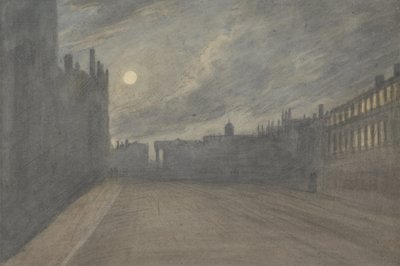 Broad Street, Oxford, dolunay, 1790 (kağıt üzerinde kömür ve grafit üzerinde wc) by John Baptist Malchair