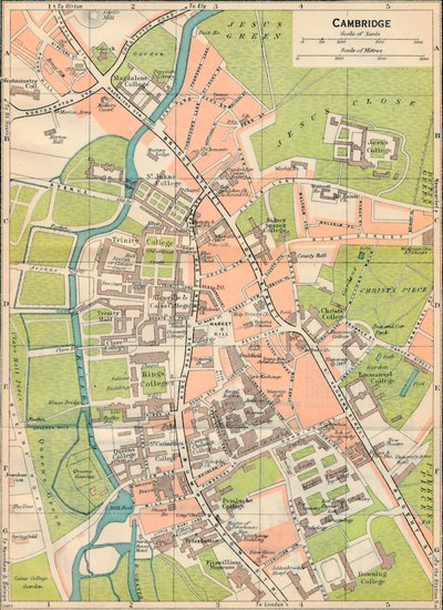 Cambridge, c20th Century by John Bartholomew