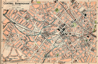 Central Birmingham, c20th Century by John Bartholomew