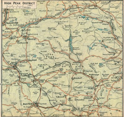 High Peak Bölgesi, c20th Century by John Bartholomew