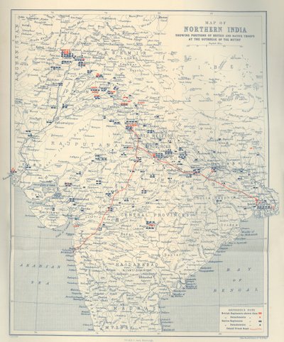 Kuzey Hindistan Haritası, 1901. by John Bartholomew