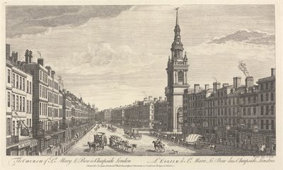 Cheapside Londra'daki St. Mary le Bow Kilisesi by John Bowles