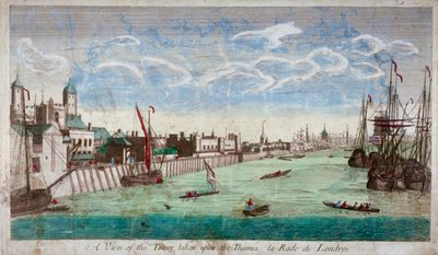 Thames Nehri üzerinde teknelerle Londra Kulesi manzarası, 1751 by John Boydell