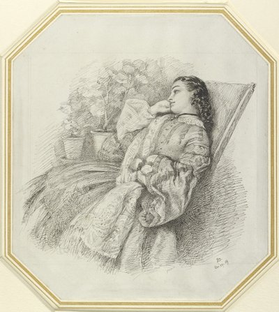 Georgina Hannay, 1859 (beyaz kağıt üzerine kalem ve siyah mürekkep) by John Brett