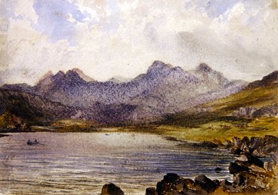 Llyn Crafrant, Galler yakınlarında (kağıt üzerine suluboya) by John Brett