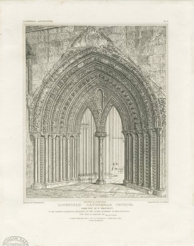 Lichfield Katedrali - Kuzey Transept Kapısı: gravür, nd [c 1820] (baskı) by John Britton