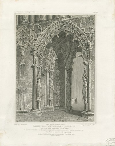 Lichfield Katedrali - Batı Kapısı: gravür ve [c 1820] by John Britton