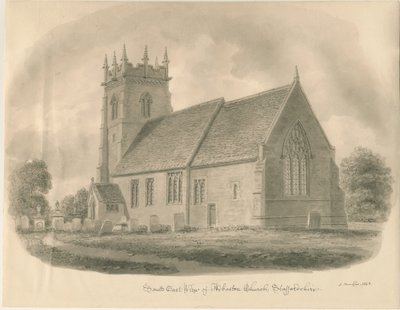 Adbaston Kilisesi: sepya çizimi, 1843 by John Buckler