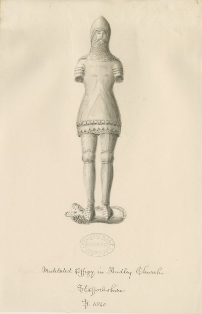 Audley Anıtları - "Audley Knight": sepya çizimi, 1840 by John Buckler