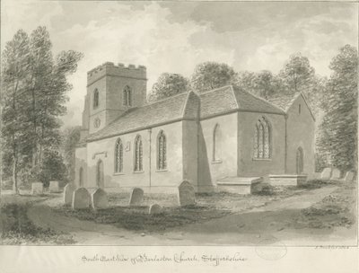 Barlaston Kilisesi: sepya çizimi, 1844 by John Buckler