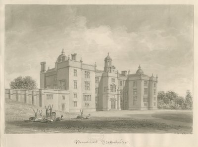Beaudesert Hall ve Park: sepya çizimi by John Buckler